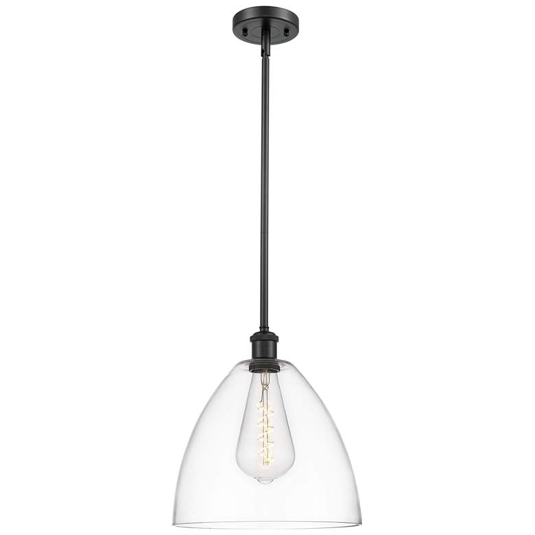 Image 1 Bristol Glass 12" LED Mini Pendant - Matte Black - Clear Shade