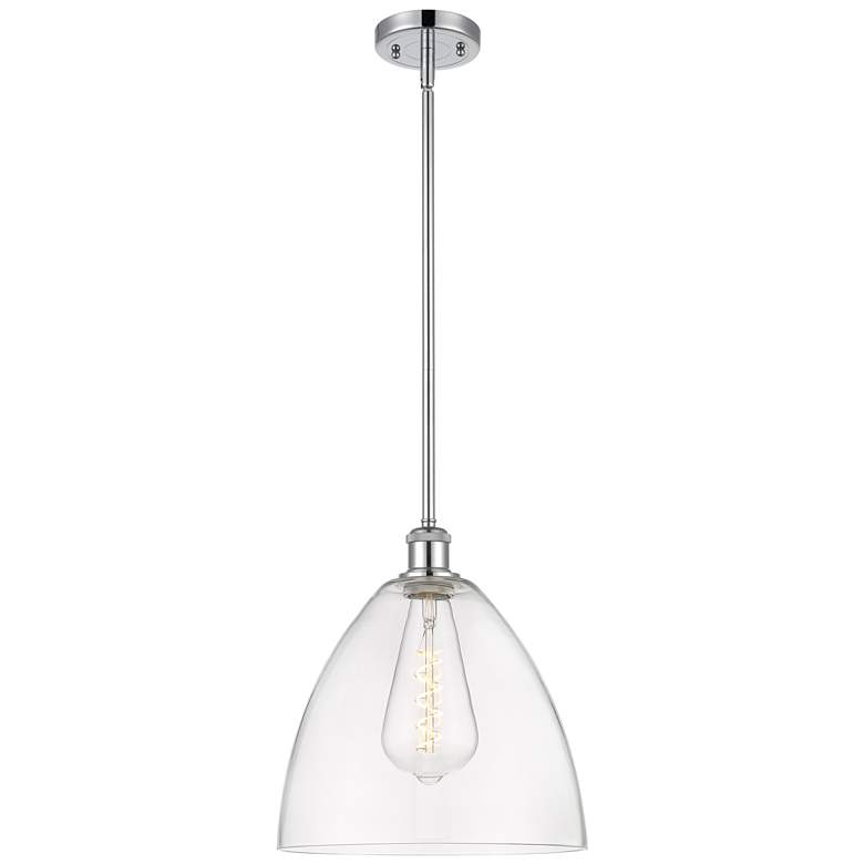 Image 1 Bristol Glass 12" LED Mini Pendant - Polished Chrome - Clear Shade