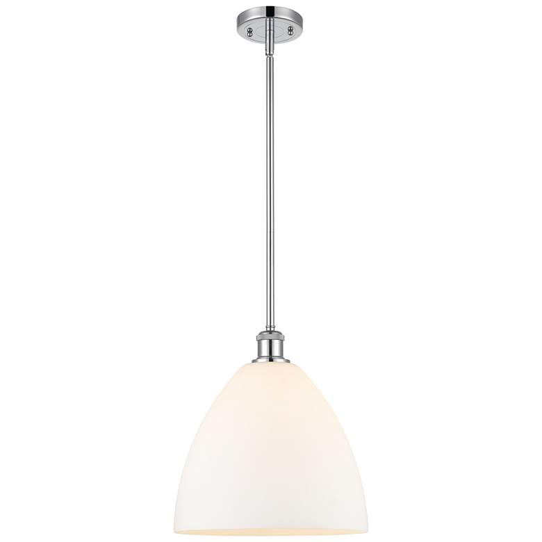 Image 1 Bristol Glass 12" LED Mini Pendant - Polished Chrome - Matte White Sha