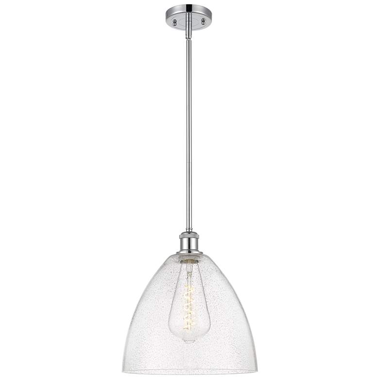 Image 1 Bristol Glass 12" LED Mini Pendant - Polished Chrome - Seedy Shade