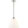 Bristol Glass 12" LED Mini Pendant - Polished Nickel - Matte White Sha