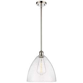 Image1 of Bristol Glass 12" LED Mini Pendant - Polished Nickel - Seedy Shade