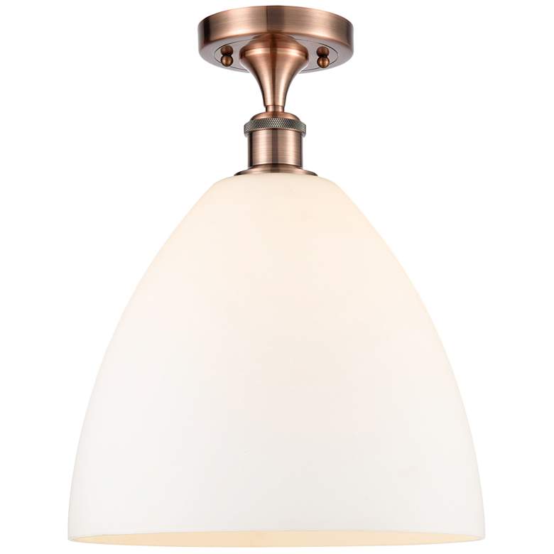 Image 1 Bristol Glass 12" LED Semi-Flush Mount - Antique Copper - Matte White