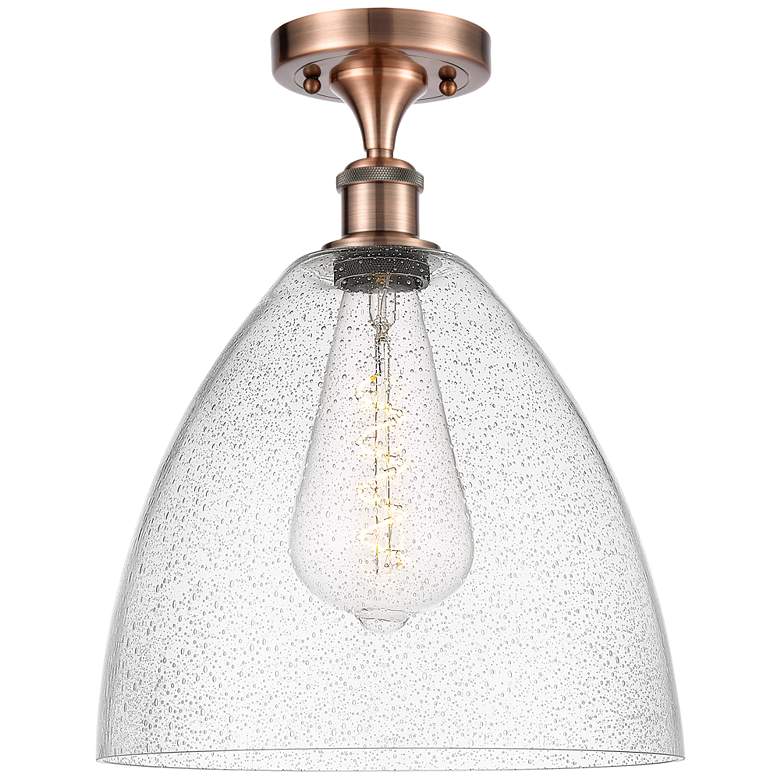Image 1 Bristol Glass 12" LED Semi-Flush Mount - Antique Copper - Seedy Shade