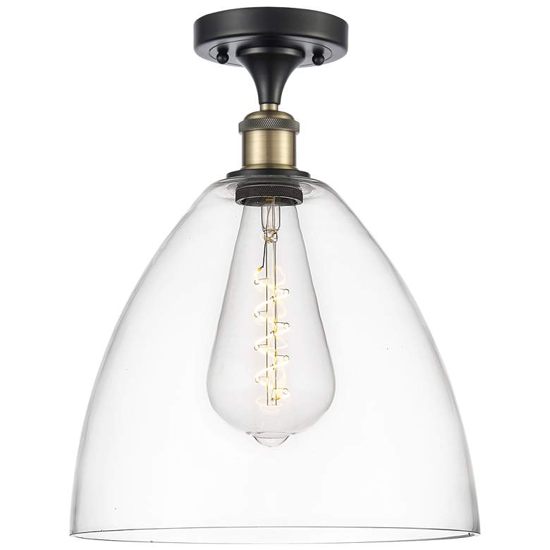 Image 1 Bristol Glass 12" LED Semi-Flush Mount - Black Antique Brass - Clear