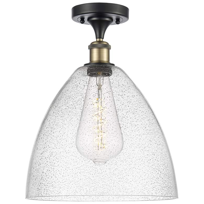 Image 1 Bristol Glass 12" LED Semi-Flush Mount - Black Antique Brass - Seedy