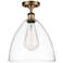 Bristol Glass 12" LED Semi-Flush Mount - Brushed Brass - Clear Shade