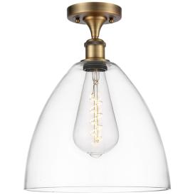 Bristol Glass  12" LED Semi-Flush Mount - Brushed Brass - Clear Shade Bristol Glass  12" LED Semi-Flush Mount - Brushed Brass - Clear Shade