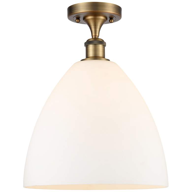 Image 1 Bristol Glass 12" LED Semi-Flush Mount - Brushed Brass - Matte White