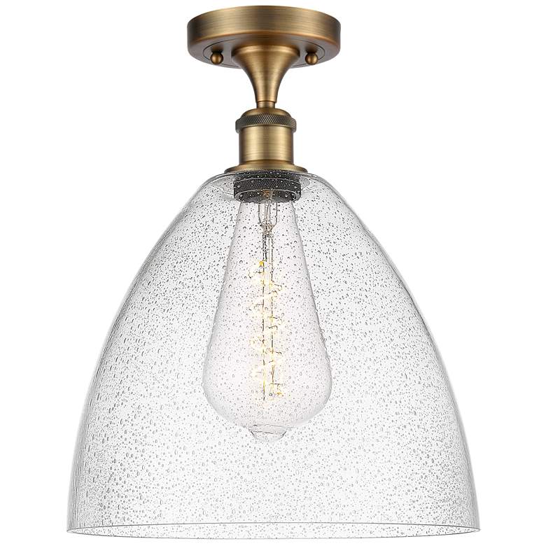 Image 1 Bristol Glass 12" LED Semi-Flush Mount - Brushed Brass - Seedy Shade