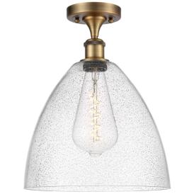 Bristol Glass  12" LED Semi-Flush Mount - Brushed Brass - Seedy Shade Bristol Glass  12" LED Semi-Flush Mount - Brushed Brass - Seedy Shade