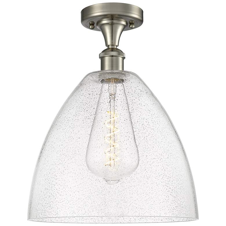 Image 1 Bristol Glass 12" LED Semi-Flush Mount - Brushed Satin Nickel - Seedy