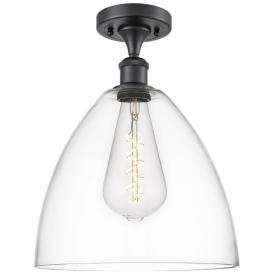Bristol Glass  12" LED Semi-Flush Mount - Matte Black - Clear Shade Bristol Glass  12" LED Semi-Flush Mount - Matte Black - Clear Shade