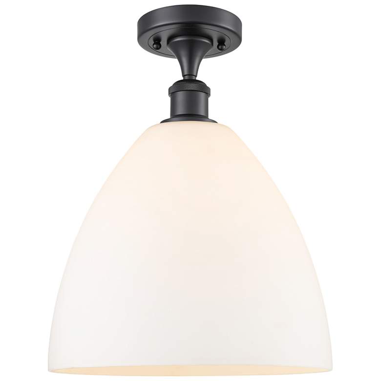 Image 1 Bristol Glass 12" LED Semi-Flush Mount - Matte Black - Matte White Sh