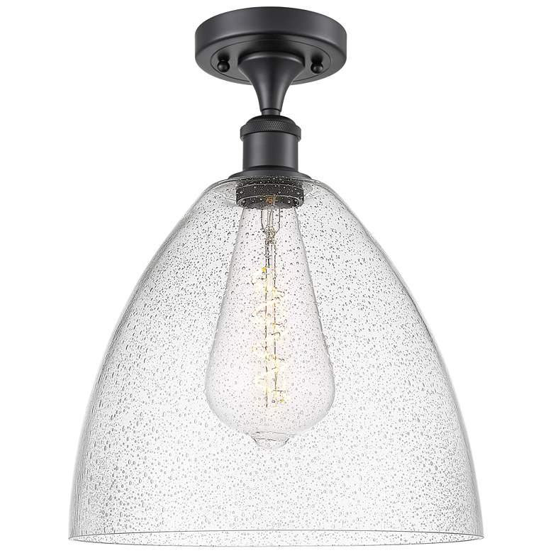 Image 1 Bristol Glass 12" LED Semi-Flush Mount - Matte Black - Seedy Shade