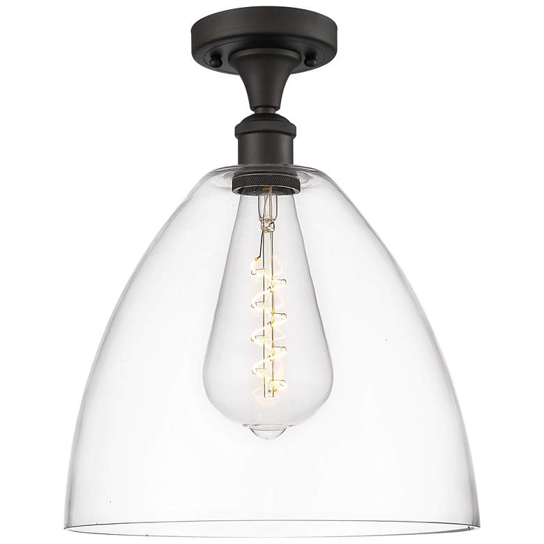 Image 1 Bristol Glass 12" LED Semi-Flush Mount - Oil Rubbed Bronze - Clear Sh