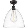 Bristol Glass  12" LED Semi-Flush Mount - Oil Rubbed Bronze - Clear Sh