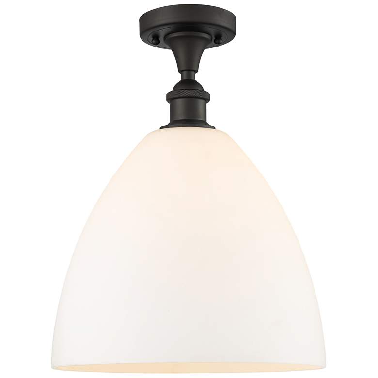 Image 1 Bristol Glass 12" LED Semi-Flush Mount - Oil Rubbed Bronze - Matte Wh