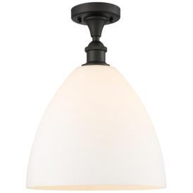 Bristol Glass  12" LED Semi-Flush Mount - Oil Rubbed Bronze - Matte Wh Bristol Glass  12" LED Semi-Flush Mount - Oil Rubbed Bronze - Matte Wh