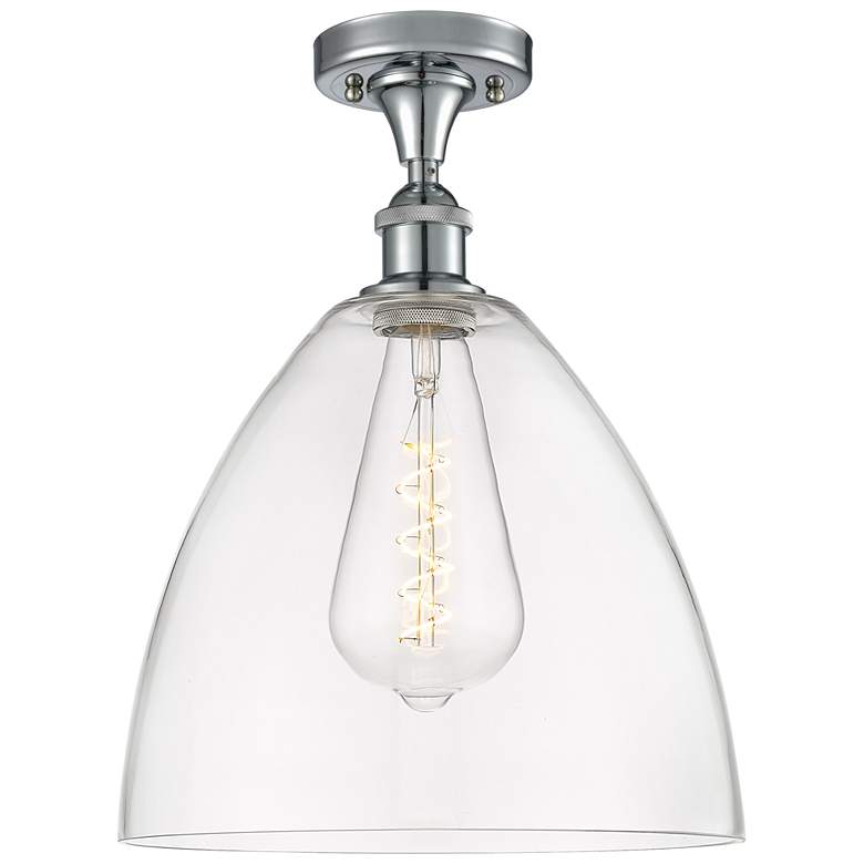 Image 1 Bristol Glass 12" LED Semi-Flush Mount - Polished Chrome - Clear Shad