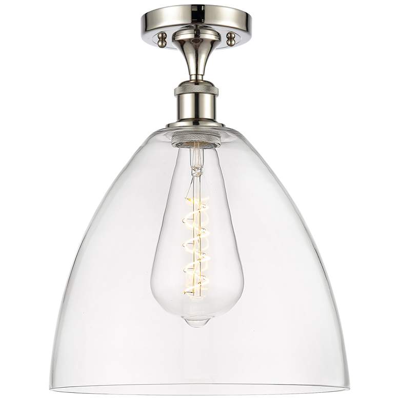 Image 1 Bristol Glass  12 inch LED Semi-Flush Mount - Polished Nickel - Clear Shad