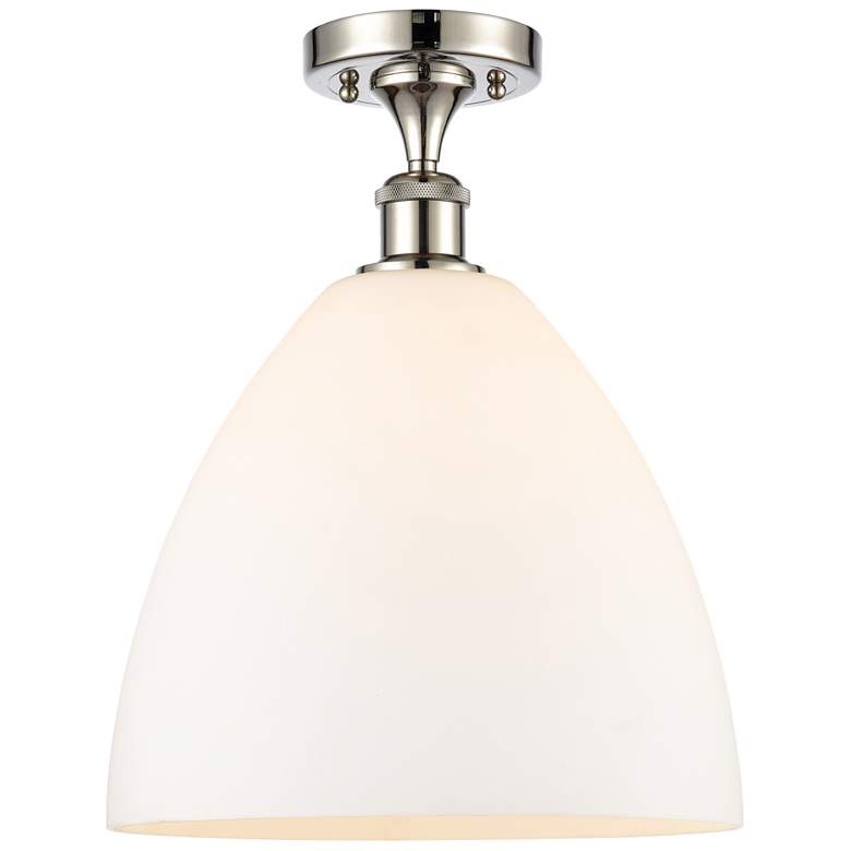 Image 1 Bristol Glass 12" LED Semi-Flush Mount - Polished Nickel - Matte Whit