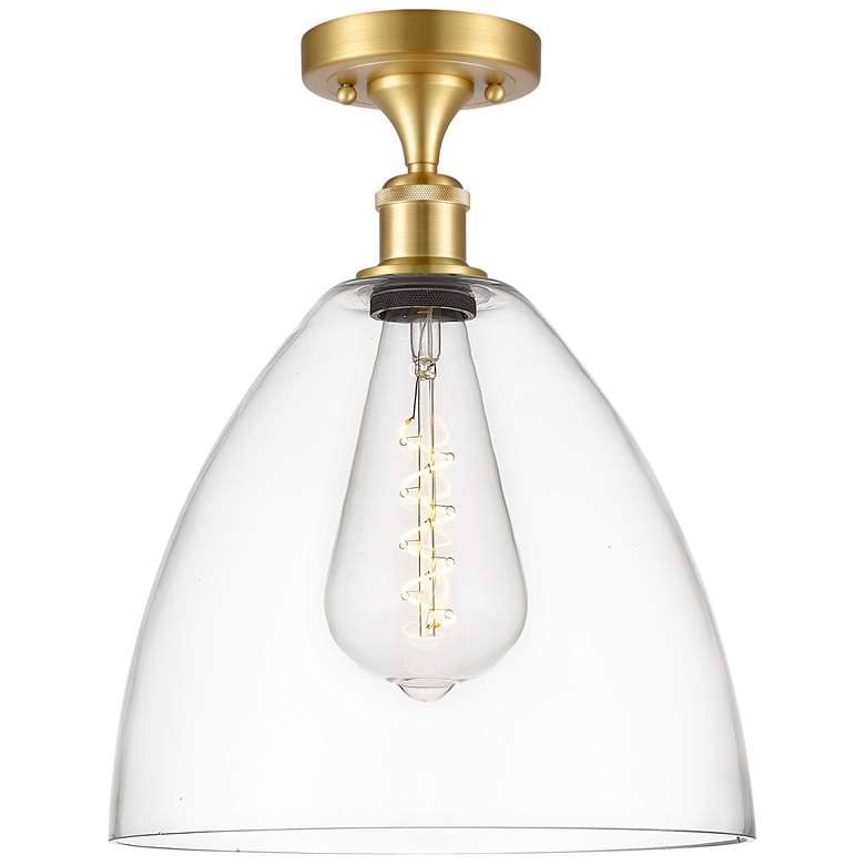 Image 1 Bristol Glass  12" LED Semi-Flush Mount - Satin Gold - Clear Shade