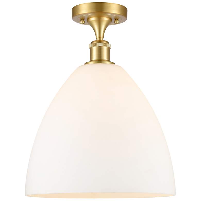 Image 1 Bristol Glass 12" LED Semi-Flush Mount - Satin Gold - Matte White Sha