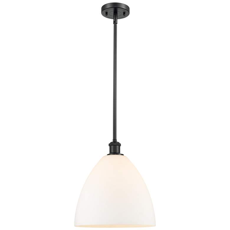 Image 1 Bristol Glass 12" Matte Black Mini Pendant w/ Matte White Shade
