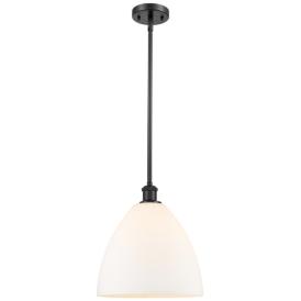 Bristol Glass 12" Matte Black Mini Pendant w/ Matte White Shade Bristol Glass 12" Matte Black Mini Pendant w/ Matte White Shade