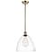 Bristol Glass 12" Mini Pendant - Antique Brass - Clear Shade