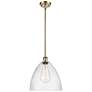 Bristol Glass 12" Mini Pendant - Antique Brass - Seedy Shade