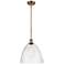 Bristol Glass 12" Mini Pendant - Brushed Brass - Seedy Shade