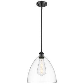 Image1 of Bristol Glass 12" Mini Pendant - Matte Black - Clear Shade