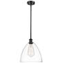 Bristol Glass 12" Mini Pendant - Oil Rubbed Bronze - Clear Shade