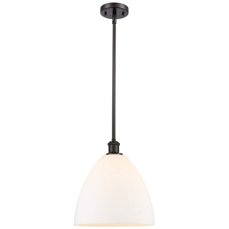Image 1 Bristol Glass 12" Mini Pendant - Oil Rubbed Bronze - Matte White Shade