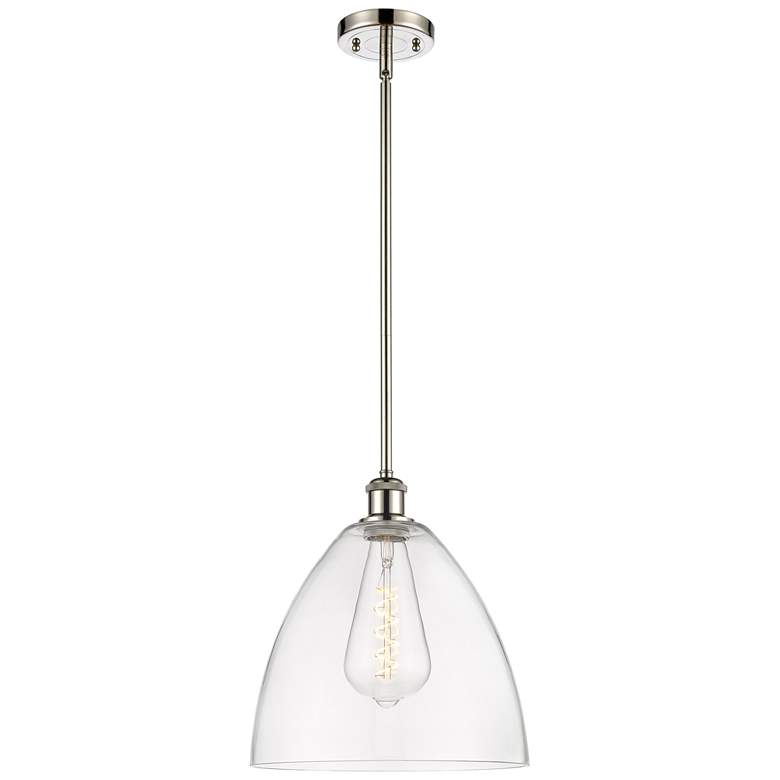 Image 1 Bristol Glass 12" Mini Pendant - Polished Nickel - Clear Shade