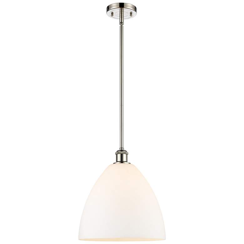 Image 1 Bristol Glass 12" Mini Pendant - Polished Nickel - Matte White Shade
