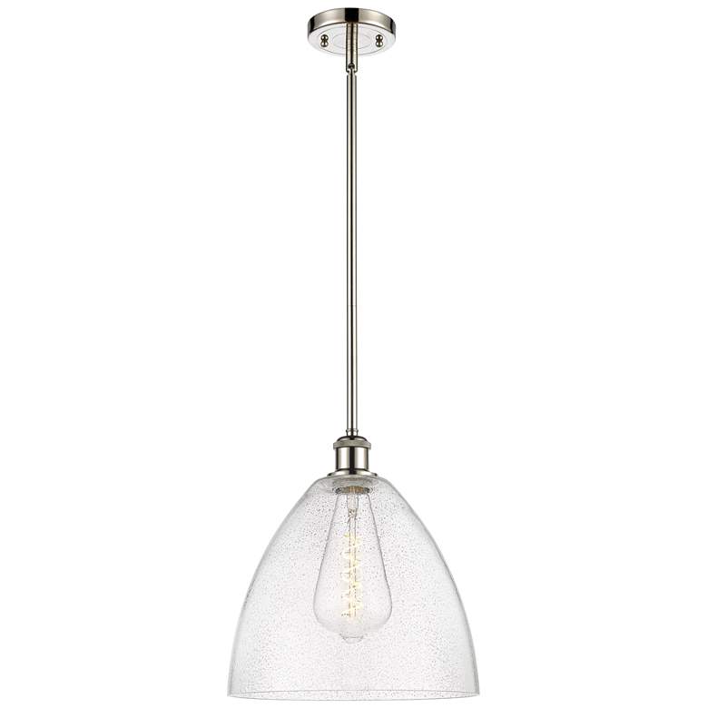 Image 1 Bristol Glass 12" Mini Pendant - Polished Nickel - Seedy Shade