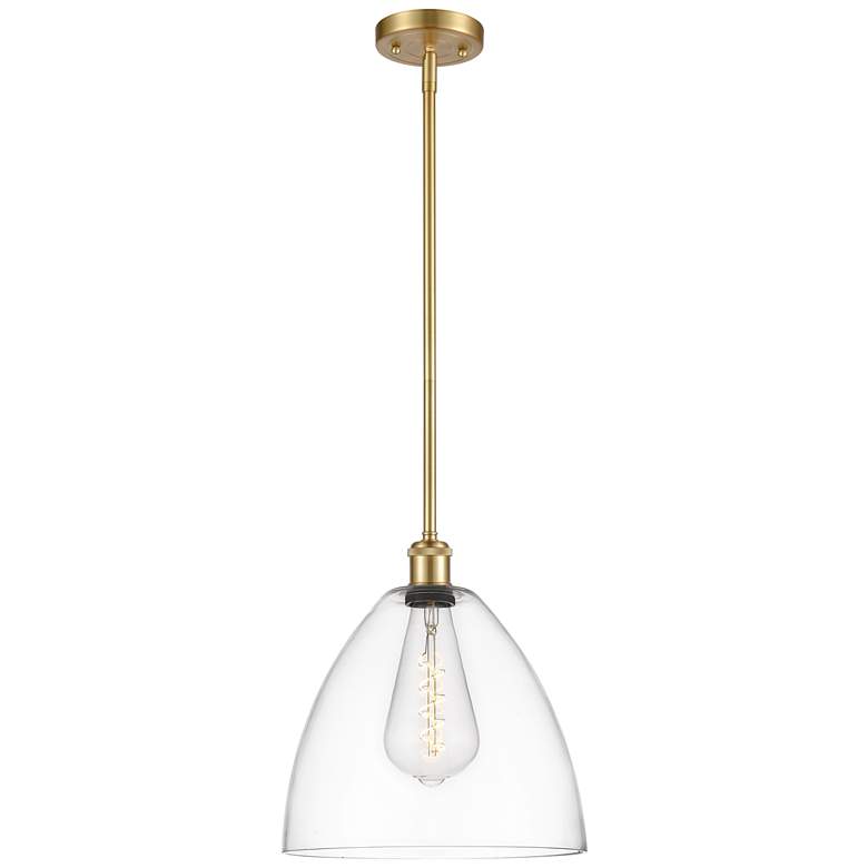 Image 1 Bristol Glass 12" Mini Pendant - Satin Gold - Clear Shade