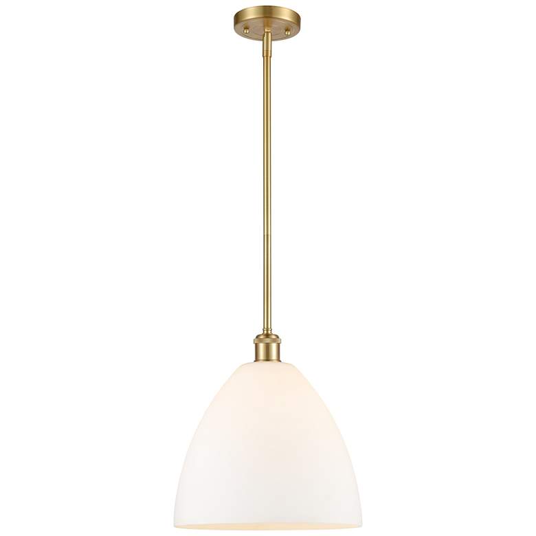 Image 1 Bristol Glass 12" Mini Pendant - Satin Gold - Matte White Shade