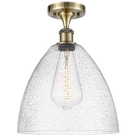 Bristol Glass  12" Semi-Flush Mount - Antique Brass - Seedy Shade Bristol Glass  12" Semi-Flush Mount - Antique Brass - Seedy Shade