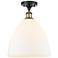 Bristol Glass 12" Semi-Flush Mount - Black Antique Brass - Matte Whit