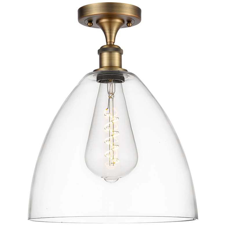 Image 1 Bristol Glass 12" Semi-Flush Mount - Brushed Brass - Clear Shade