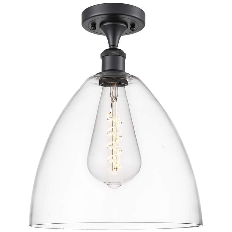 Image 1 Bristol Glass 12" Semi-Flush Mount - Matte Black - Clear Shade