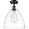 Bristol Glass 12" Semi-Flush Mount - Matte Black - Clear Shade