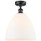 Bristol Glass 12" Semi-Flush Mount - Matte Black - Matte White Shade