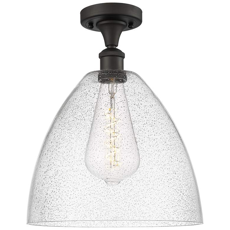 Image 1 Bristol Glass 12" Semi-Flush Mount - Oil Rubbed Bronze - Seedy Shade