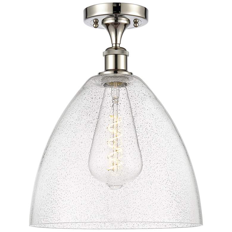 Image 1 Bristol Glass 12" Semi-Flush Mount - Polished Nickel - Seedy Shade