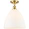 Bristol Glass 12" Semi-Flush Mount - Satin Gold - Matte White Shade